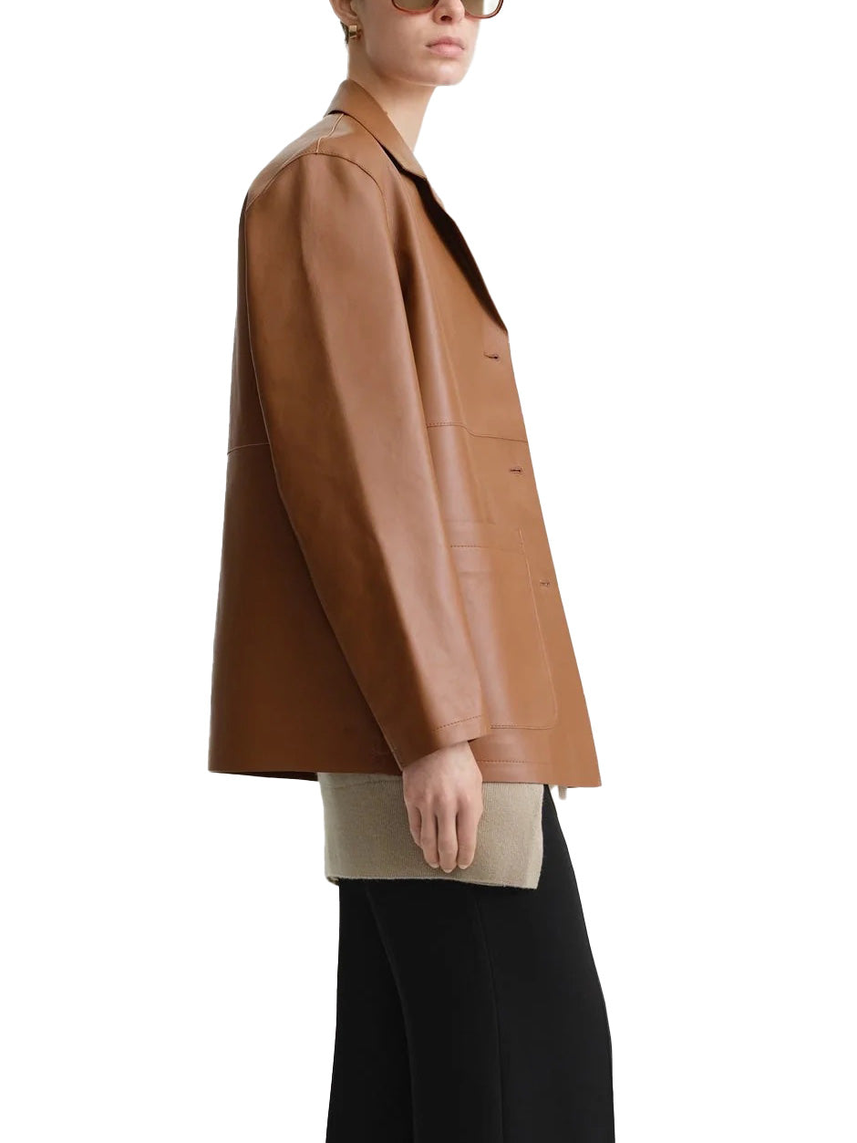 Clean Leather Jacket in Tan