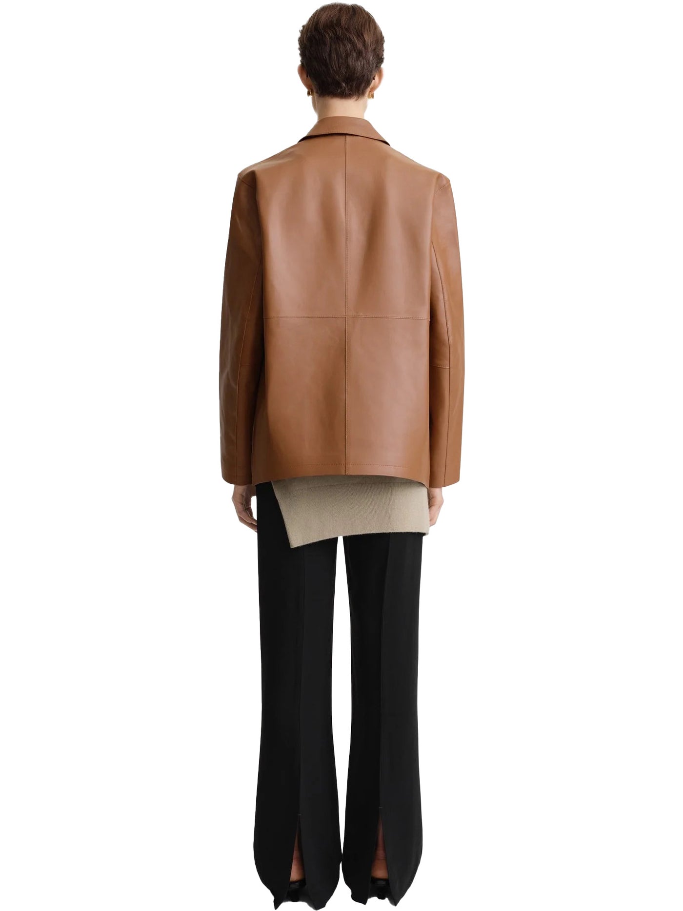 Clean Leather Jacket in Tan