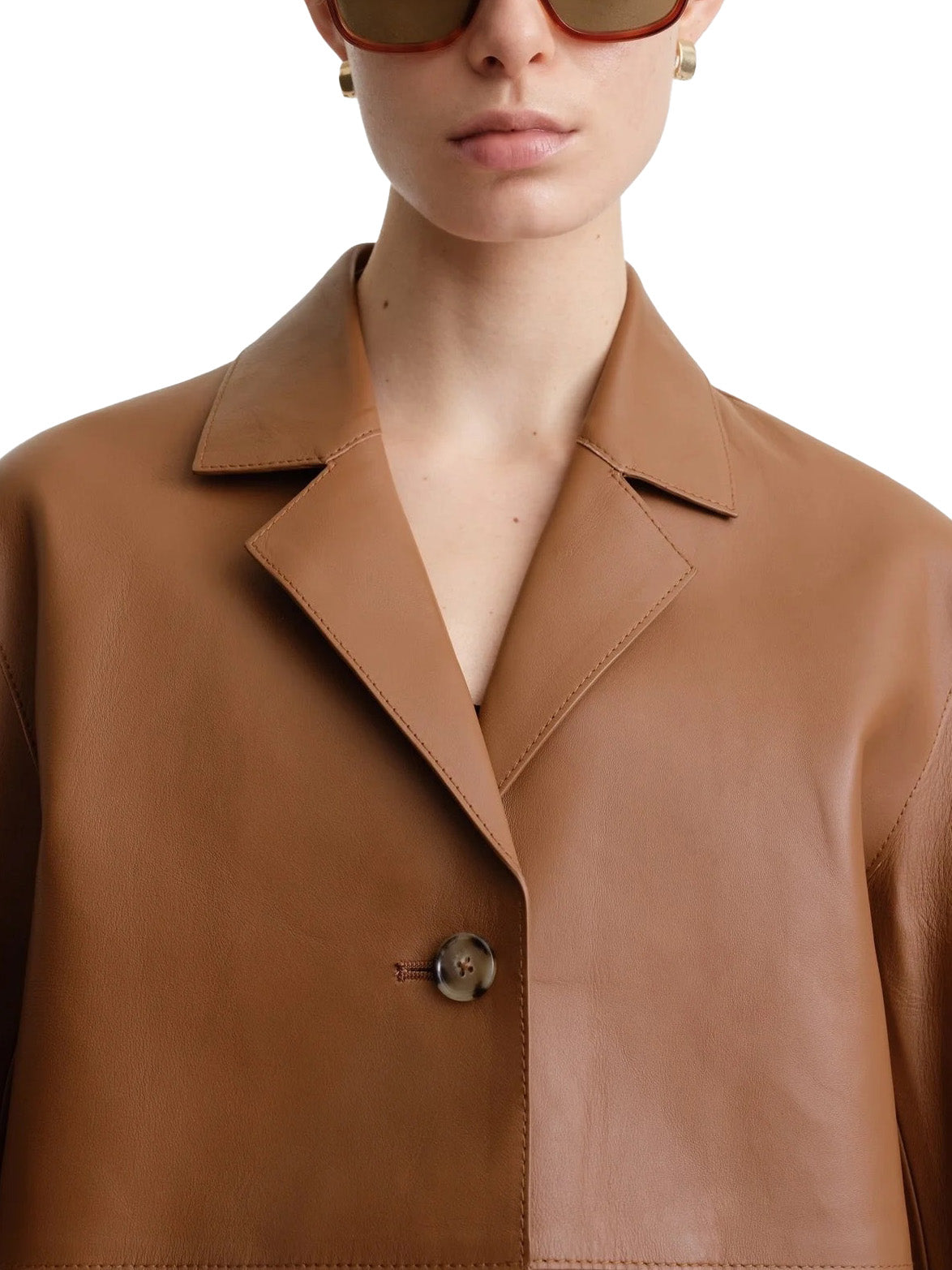 Clean Leather Jacket in Tan