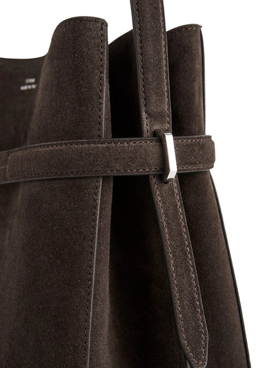 Belted Suede Bucket Bag