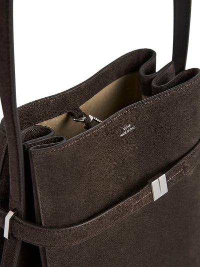 Belted Suede Bucket Bag