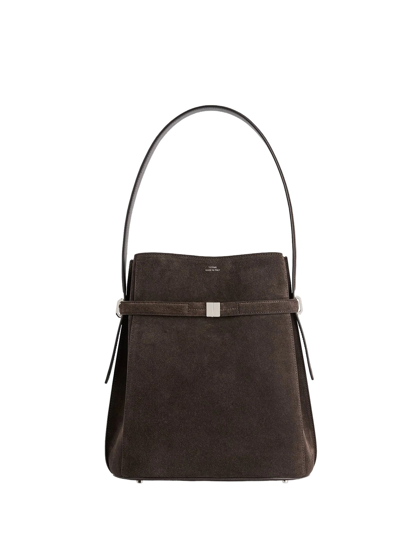Belted Suede Bucket Bag