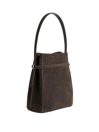 Belted Suede Bucket Bag