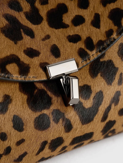 Mini T-Lock Pony Hair Clutch in Leopard
