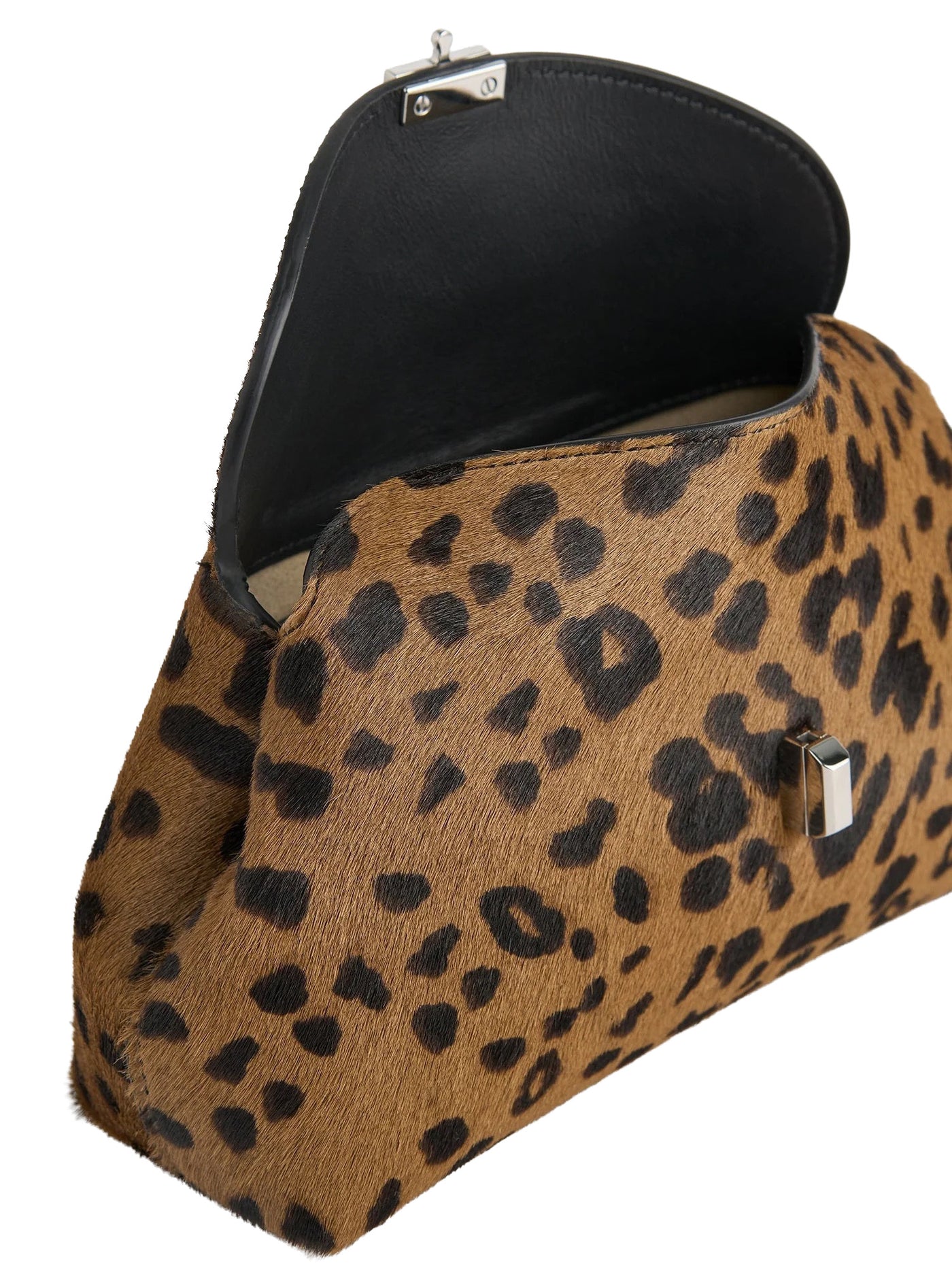 Mini T-Lock Pony Hair Clutch in Leopard