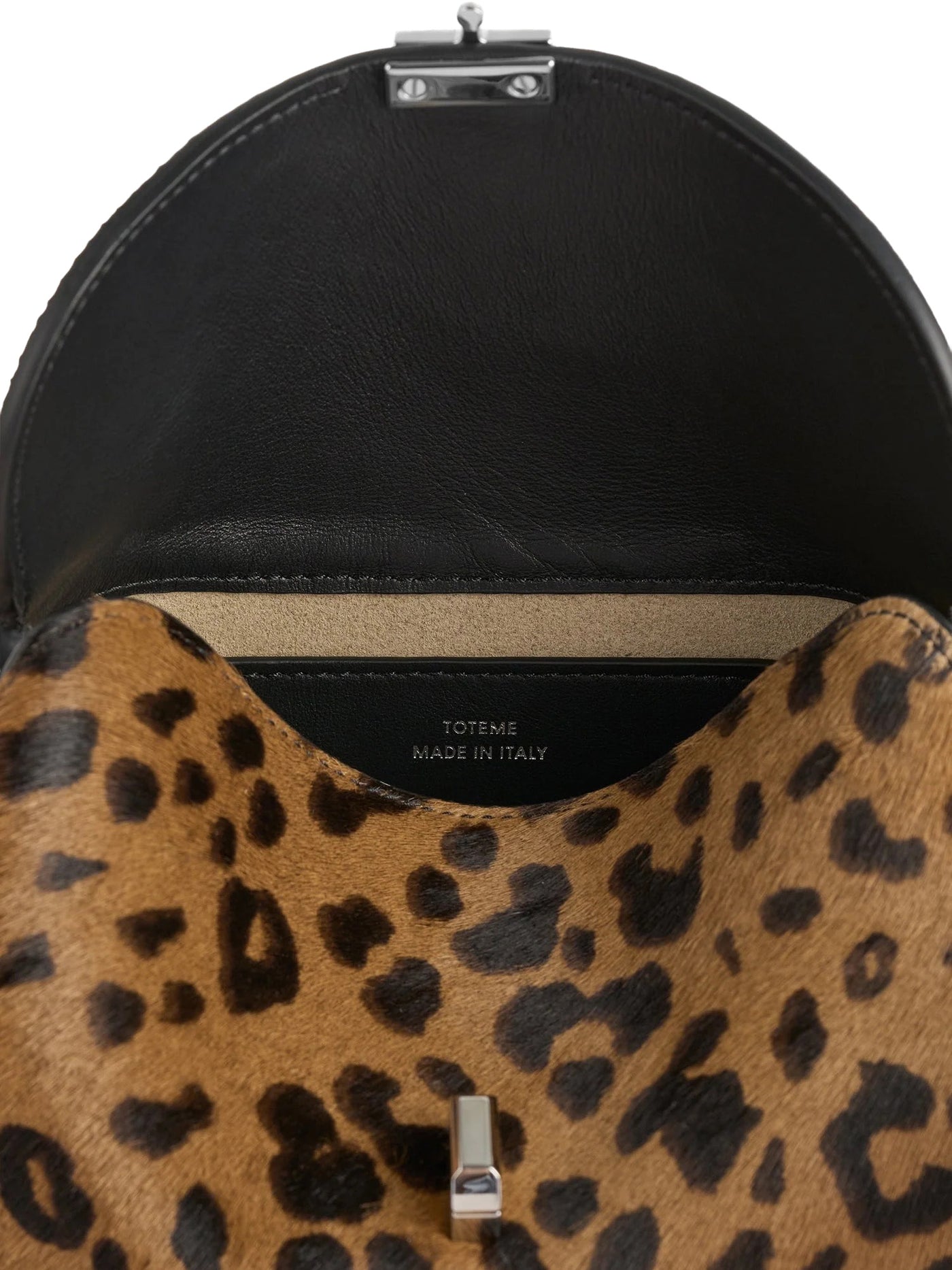 Mini T-Lock Pony Hair Clutch in Leopard