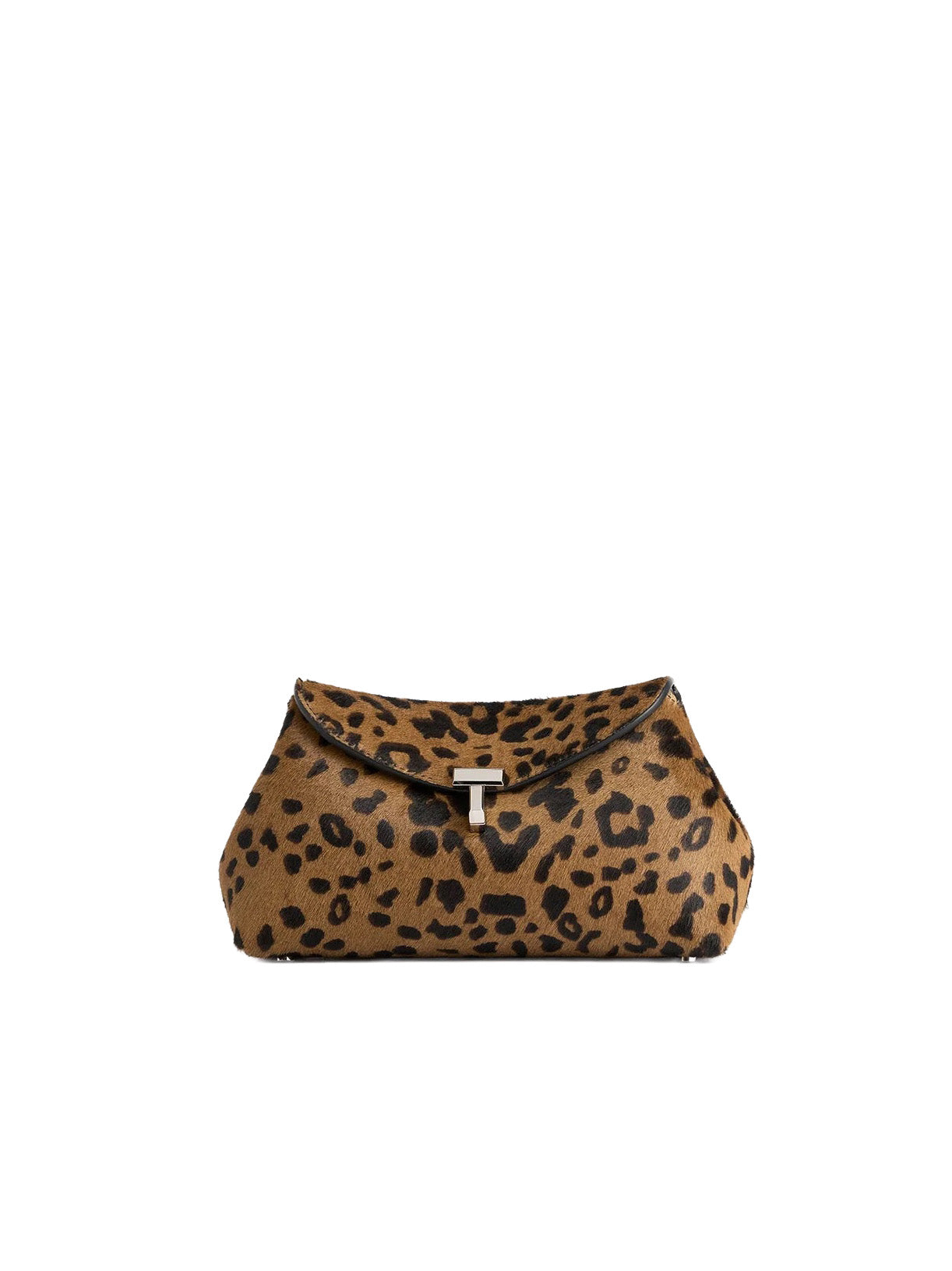 Mini T-Lock Pony Hair Clutch in Leopard