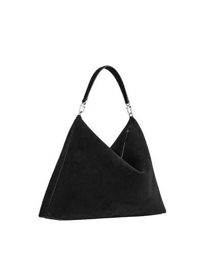Bevel Suede Bag in Black