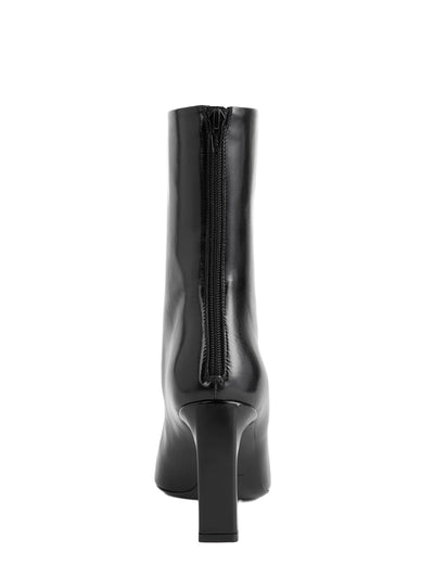 Bar Glossy Leather Boots Black