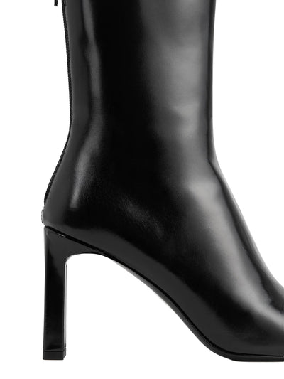 Bar Glossy Leather Boots Black