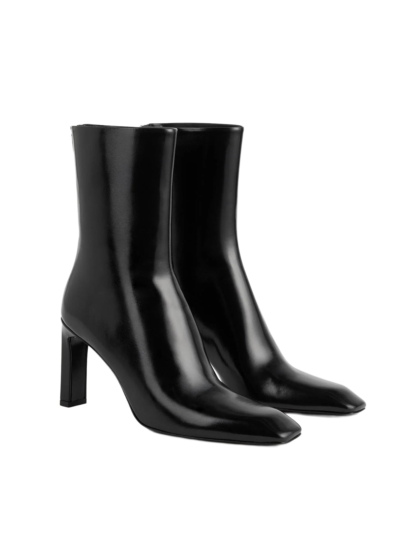 Bar Glossy Leather Boots Black