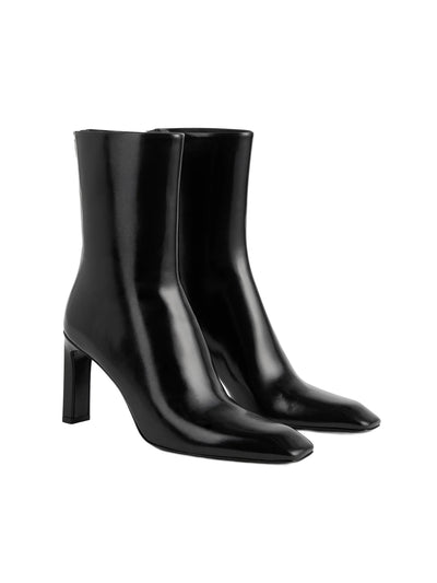Bar Glossy Leather Boots Black