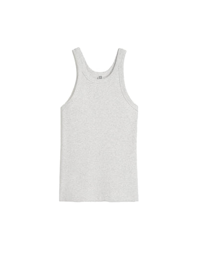 Curved Rib Tank Pale Grey Mélange