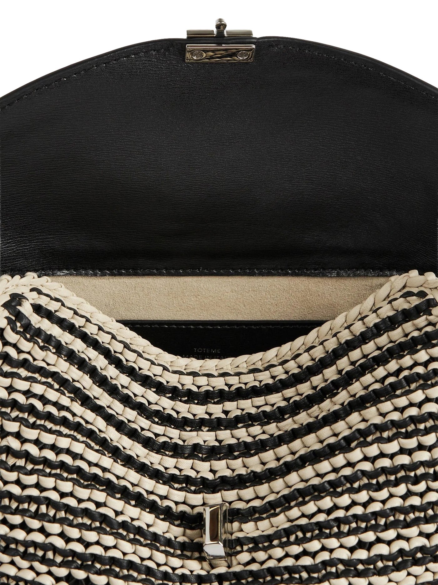 T-Lock Woven-Leather Clutch Black/Sand