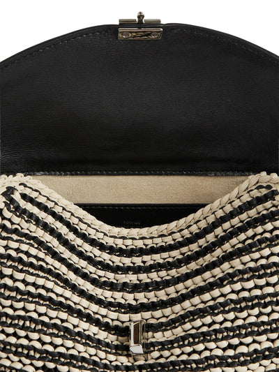 T-Lock Woven-Leather Clutch Black/Sand