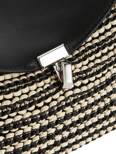 T-Lock Woven-Leather Clutch Black/Sand