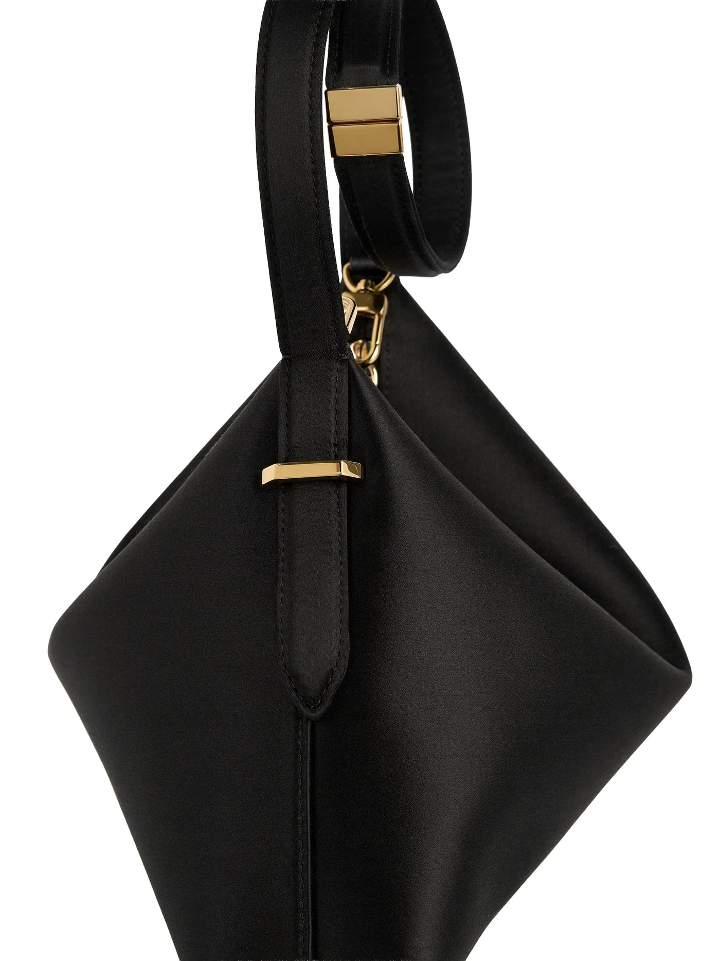 Bevel Satin Wristlet in Black