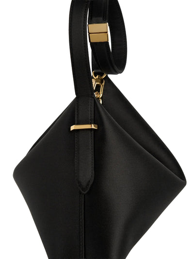 Bevel Satin Wristlet in Black