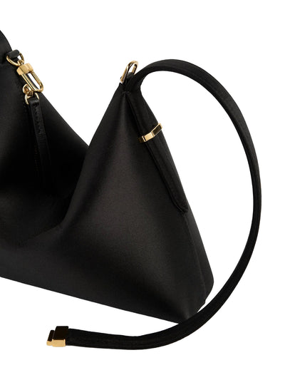 Bevel Satin Wristlet in Black
