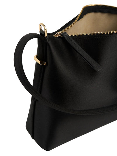 Bevel Satin Wristlet in Black