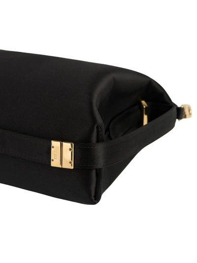 Bevel Satin Wristlet in Black