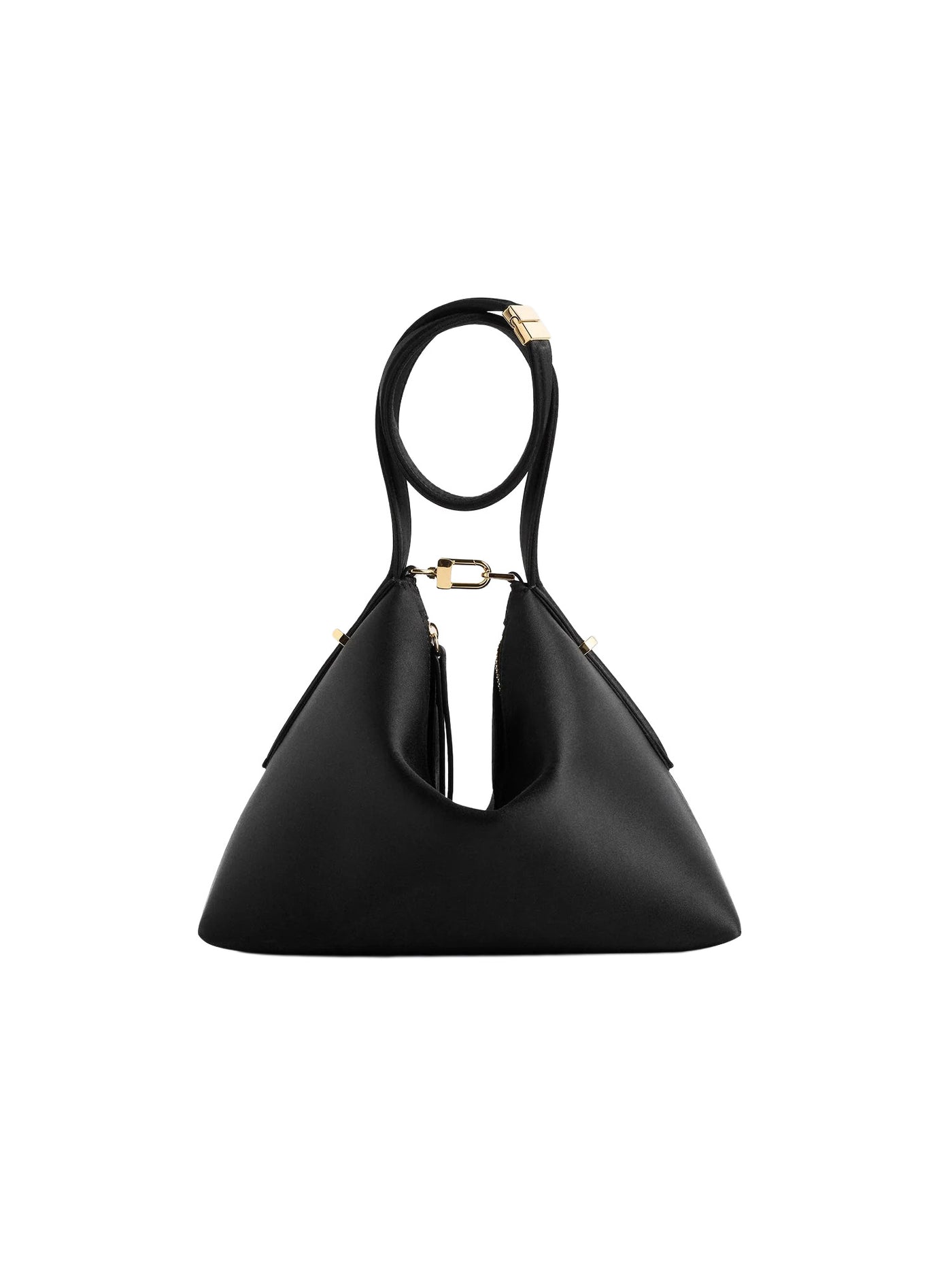 Bevel Satin Wristlet in Black