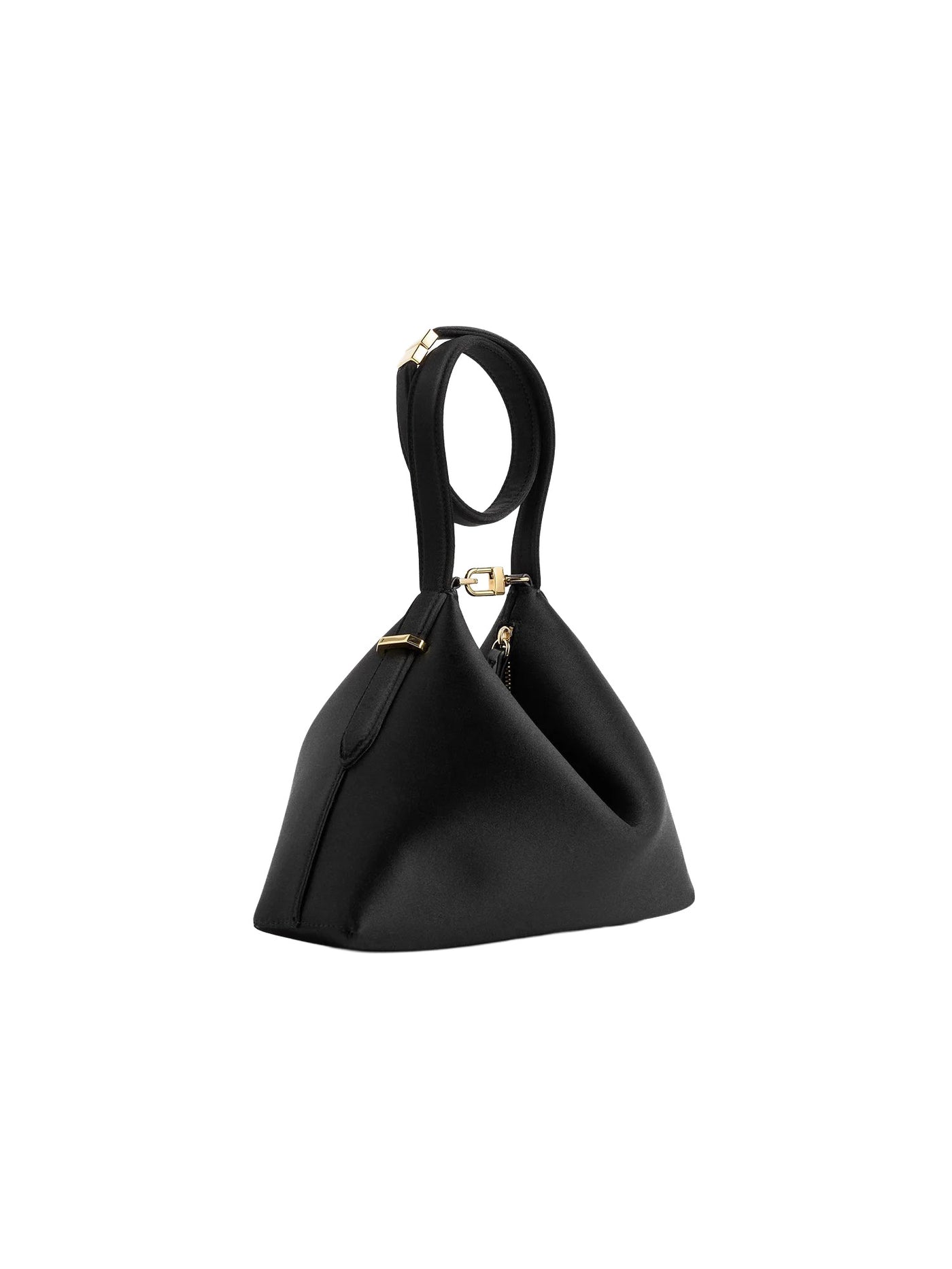 Bevel Satin Wristlet in Black