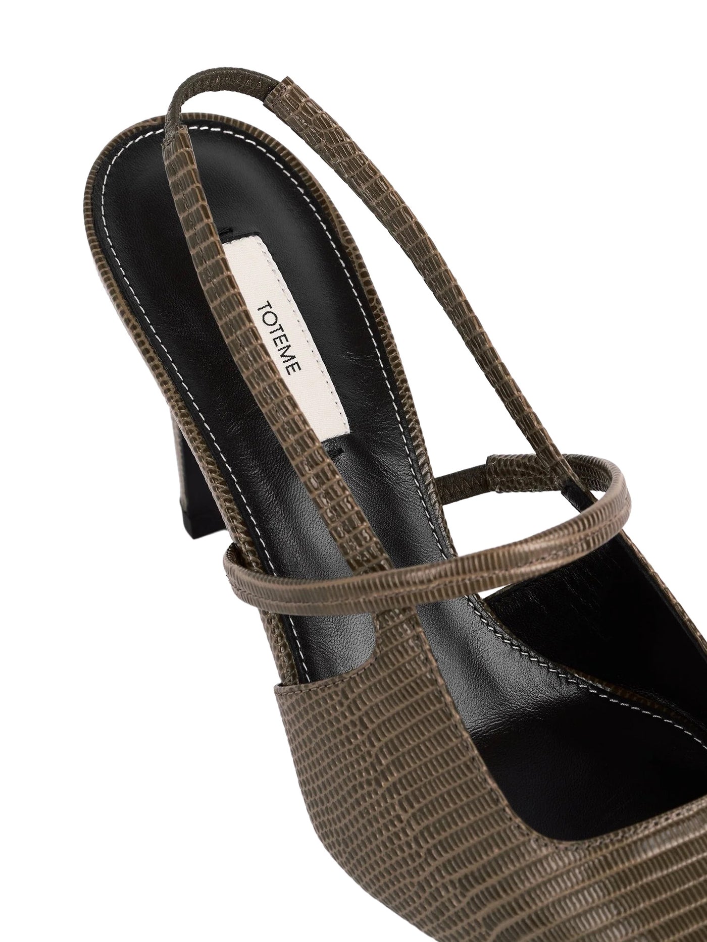 Lizard-Embossed Stiletto Slingbacks