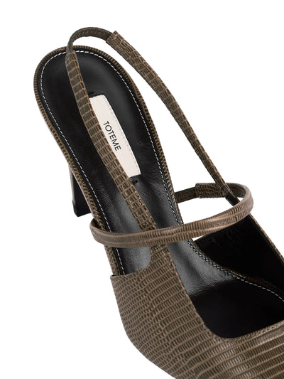 Lizard-Embossed Stiletto Slingbacks