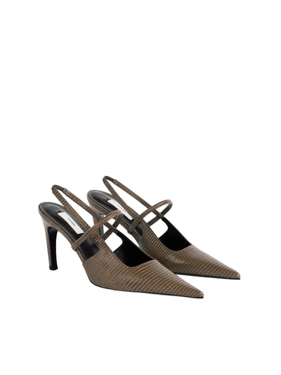 Lizard-Embossed Stiletto Slingbacks