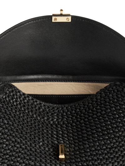 T-Lock Woven-Leather Clutch Black