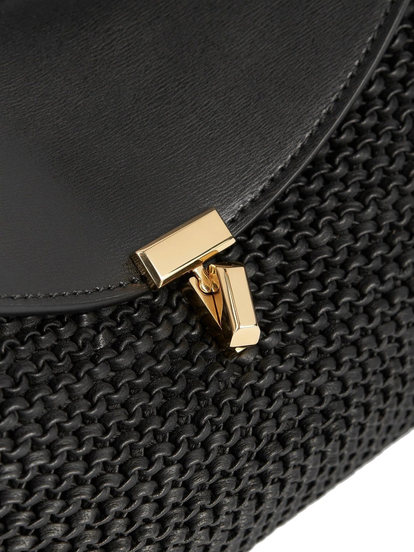 T-Lock Woven-Leather Clutch Black