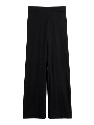 Wide Knit Trousers Black