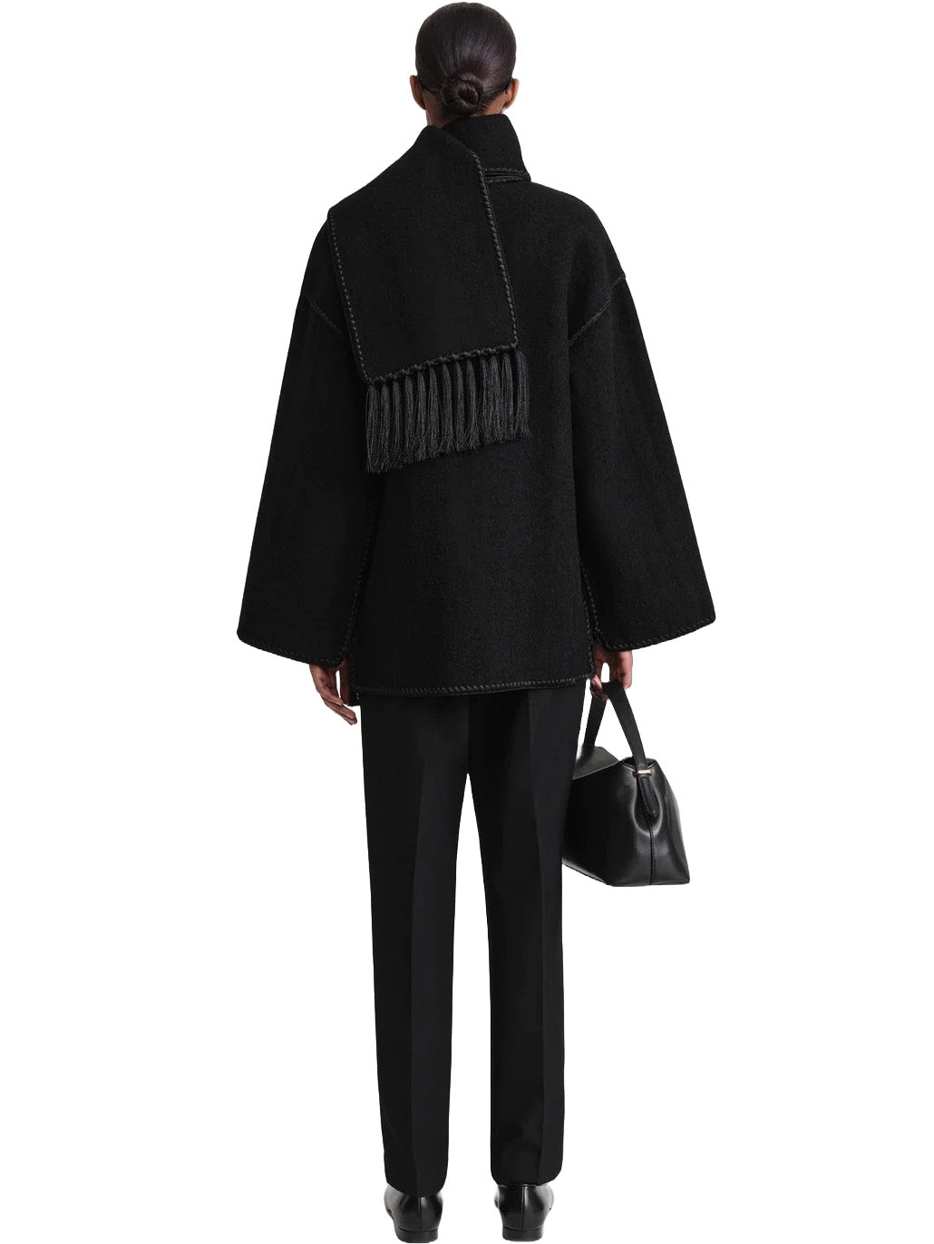 Embroidered Scarf Jacket Black