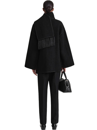 Embroidered Scarf Jacket Black