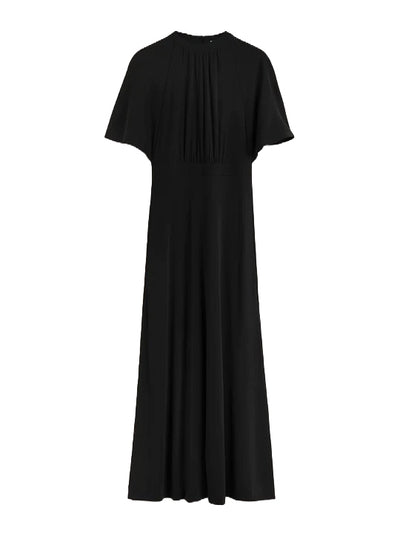 Fluid-Sleeve Jersey Dress in Black