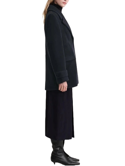 Soft Felted Wool Peacoat in Navy