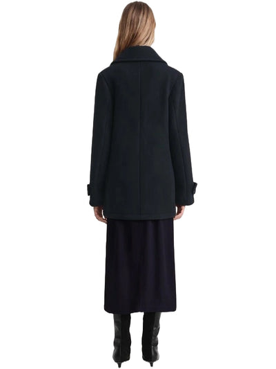 Soft Felted Wool Peacoat in Navy