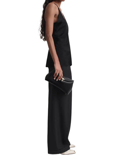 Draped Twill Cami Top in Black