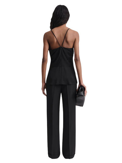 Draped Twill Cami Top in Black
