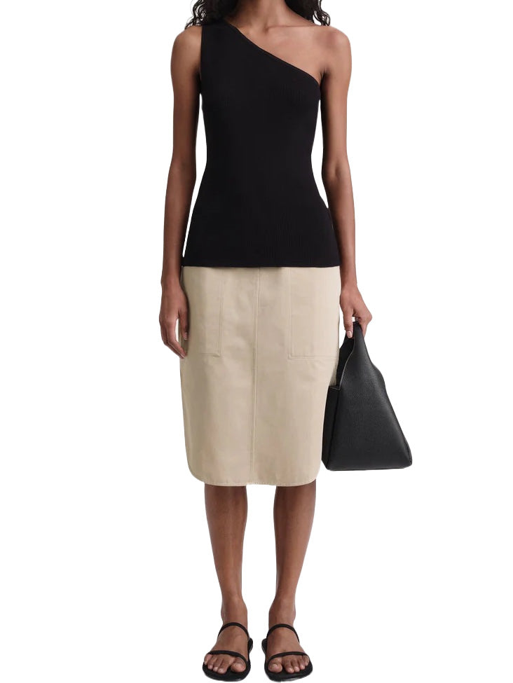 One-Shoulder Ribbed Top in Black