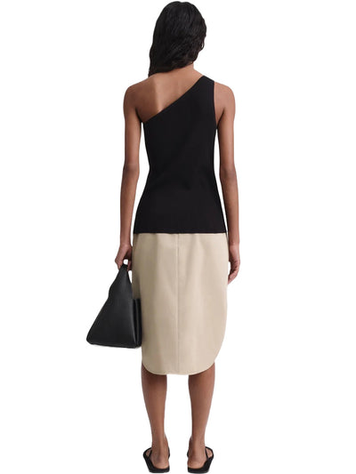 One-Shoulder Ribbed Top in Black