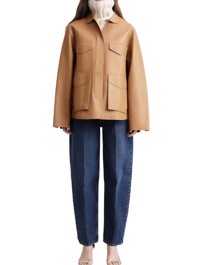 Army Leather Jacket in Camel