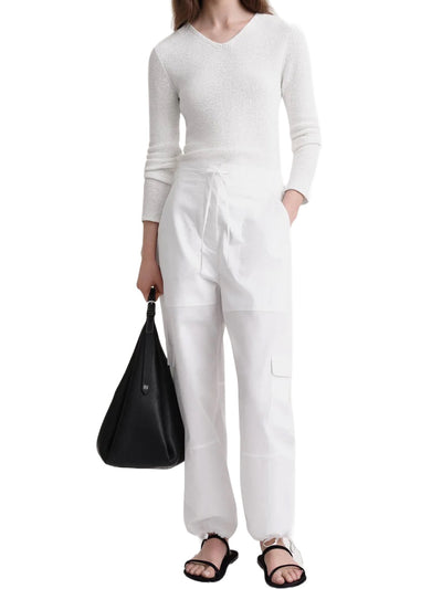 Cotton Cargo Trousers in White