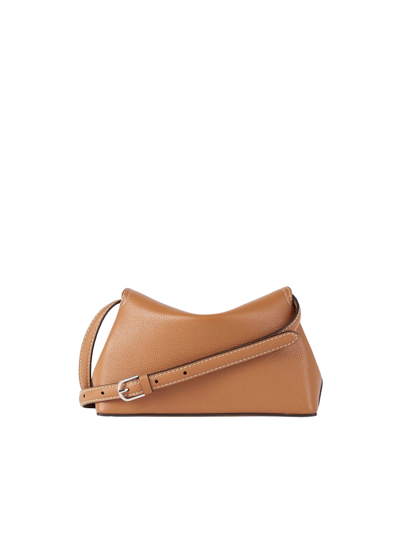 T-Lock Grained Leather Clutch in Tan