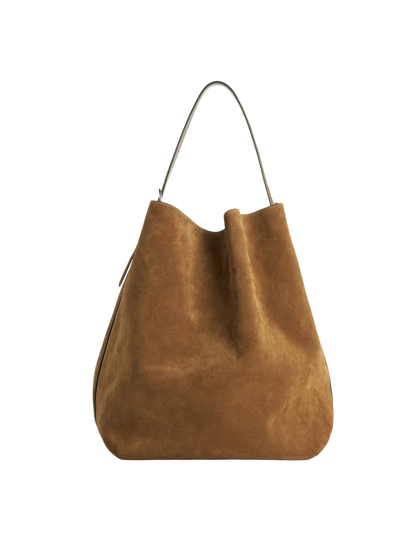 Belted Suede Tote in Tan