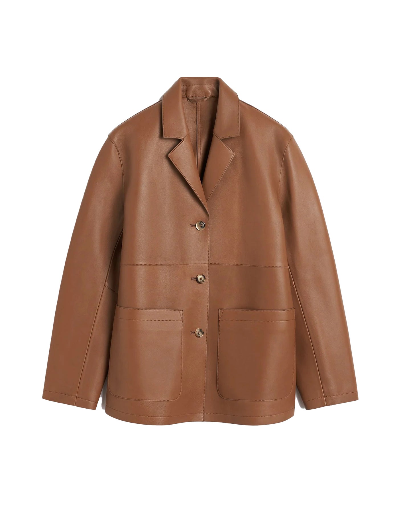 Clean Leather Jacket in Tan