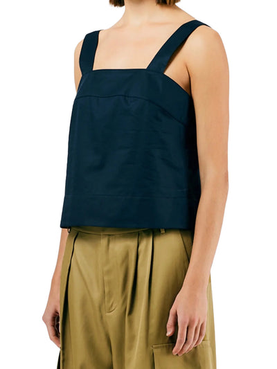 Eco Poplin Strappy Top in Dark Navy