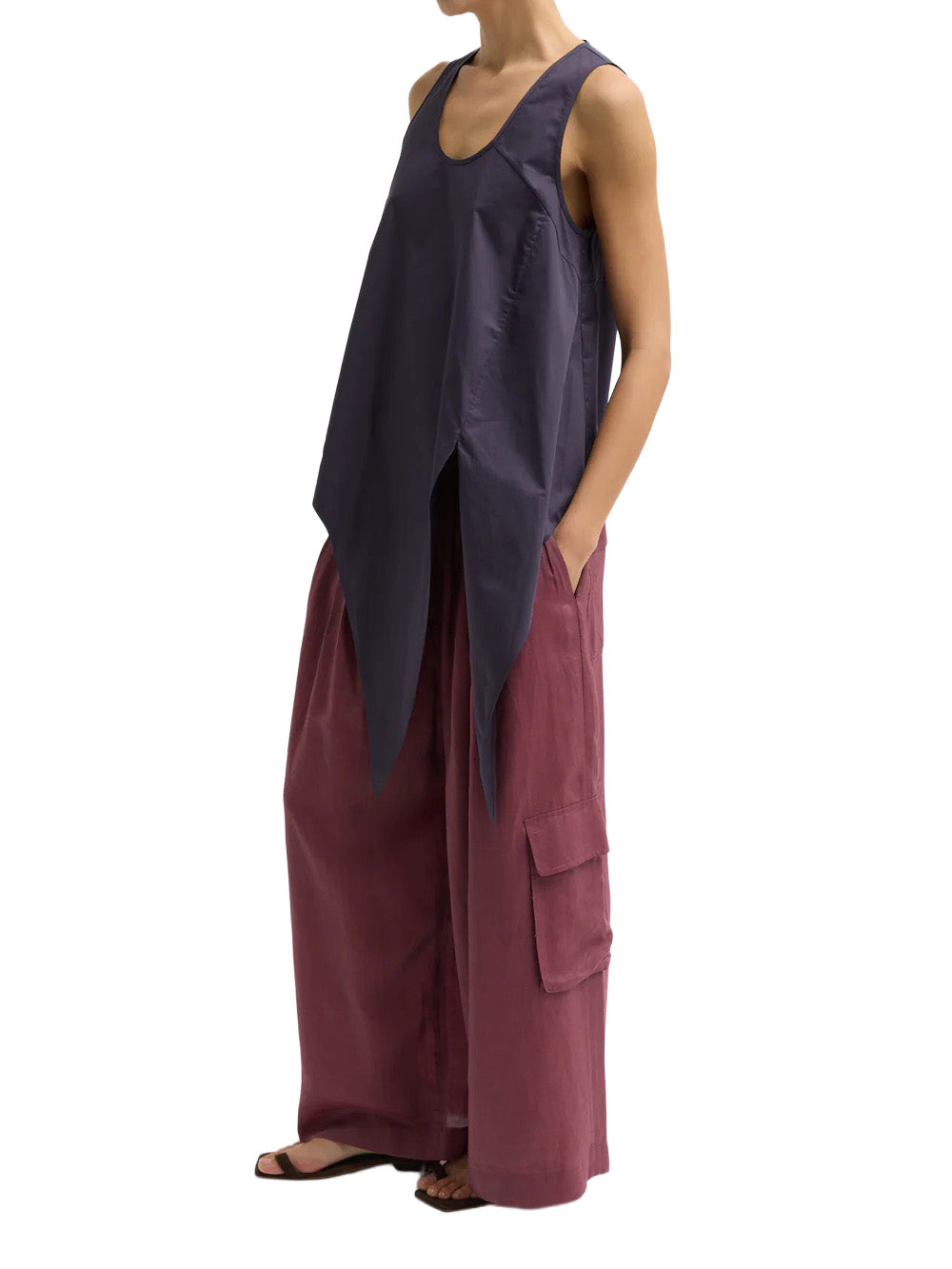 Eco Poplin Tie Front Top