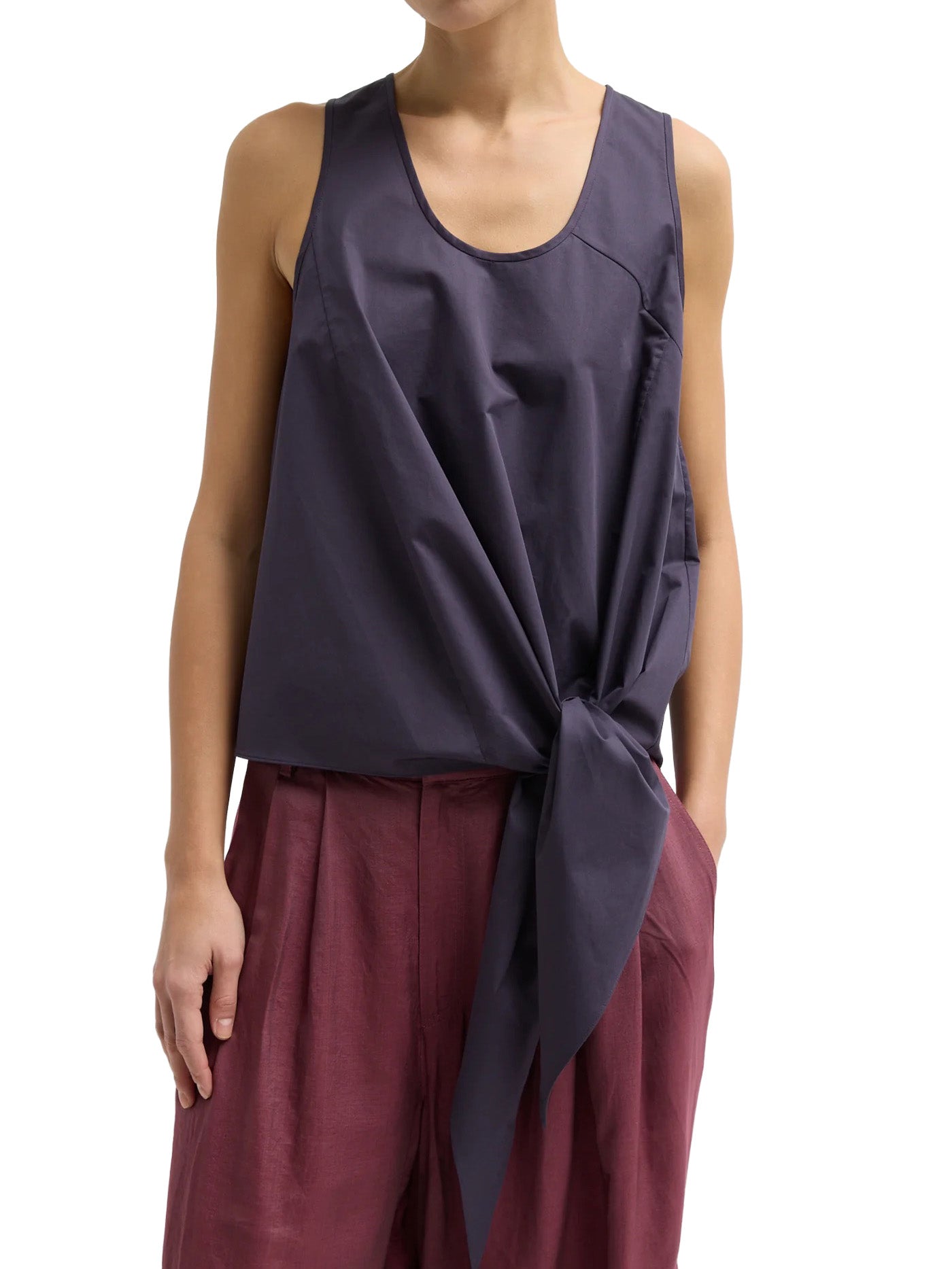 Eco Poplin Tie Front Top